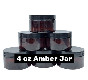 JAR 4 OZ LIGHT AMBER,BLACK CAP