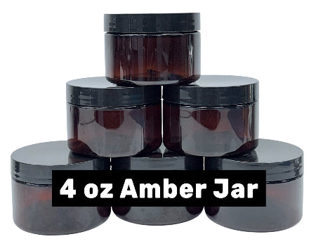 JAR 4 OZ LIGHT AMBER,BLACK CAP