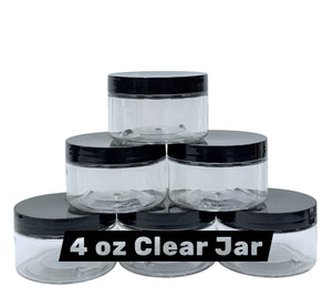 JAR 4 OZ CLEAR,BLACK CAP