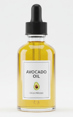 AVOCADO OIL IN CLEAR GLASS BOTTLE WITH DROPER CAP