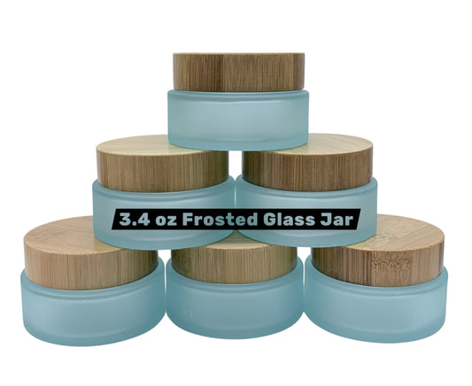 3.4 oz (100 ml) Frosted Glass & Bamboo Jar