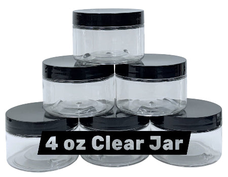 JAR 4 OZ CLEAR,BLACK CAP