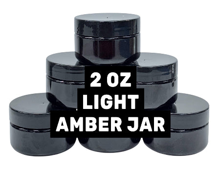 JAR 2 OZ LIGHT AMBER,BLACK CAP