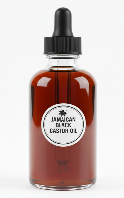 JAMAICAN BLACK CASTOR OIL IN CLEAR GLASS BOTTLE WITH DROPER CAP